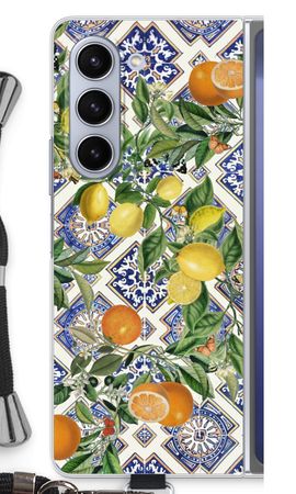 Blue tiles, lemons and oranges