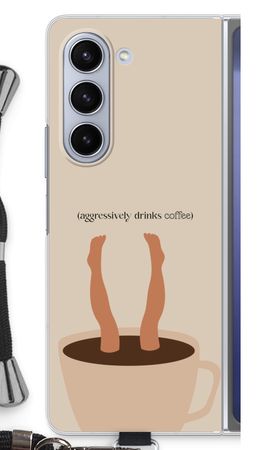 Aggressively drinks coffee