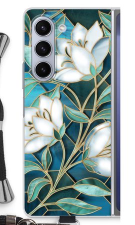 Blue stained glass flowers