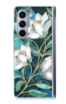 Blue stained glass flowers