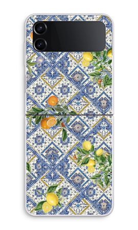 Blue tiles, lemons and oranges - small