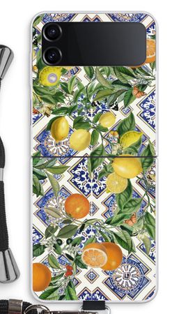 Blue tiles, lemons and oranges