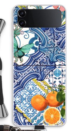 Blue tiles and oranges