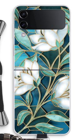 Blue stained glass flowers