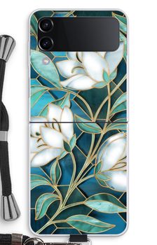 Blue stained glass flowers