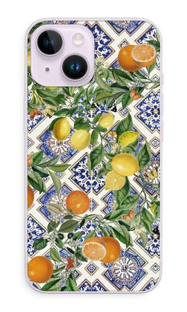 Blue tiles, lemons and oranges