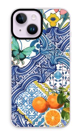 Blue tiles and oranges