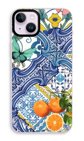 Blue tiles and oranges