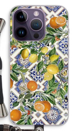 Blue tiles, lemons and oranges