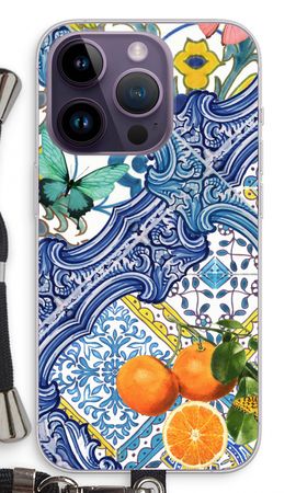 Blue tiles and oranges