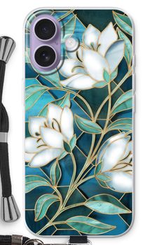 Blue stained glass flowers