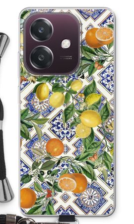 Blue tiles, lemons and oranges