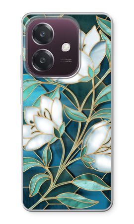 Blue stained glass flowers