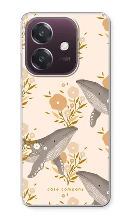 Floral Whales, Oppo A60 5G pehmeä kotelo
