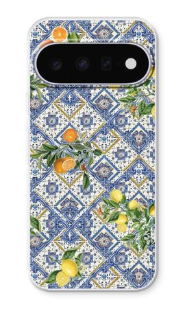 Azulejos azules, limones y naranjas - pequeños