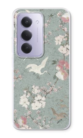 Japanese crane birds blossom