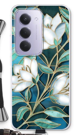 Blue stained glass flowers