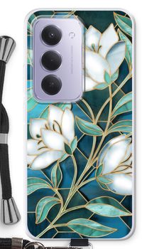 Blaue Glasmalerei Blumen