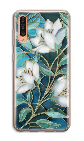 Blue stained glass flowers