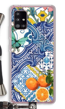 Blue tiles and oranges