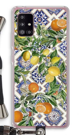 Blue tiles, lemons and oranges