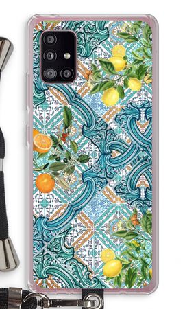 Blue tiles, lemons and oranges