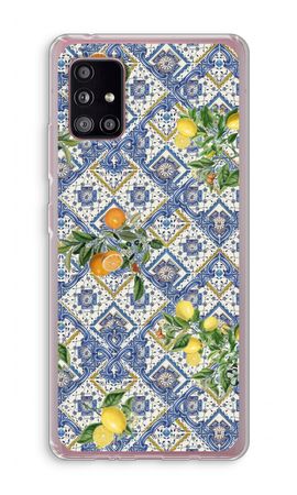 Blue tiles, lemons and oranges - small