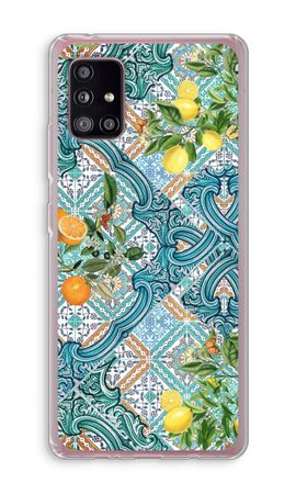 Blue tiles, lemons and oranges