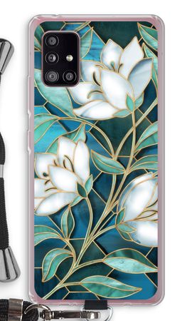 Blue stained glass flowers