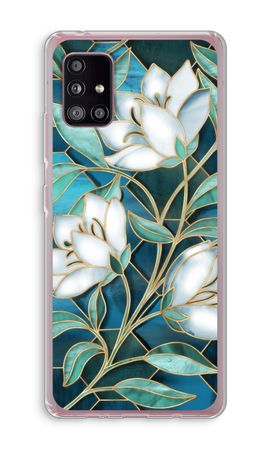 Blaue Glasmalerei Blumen