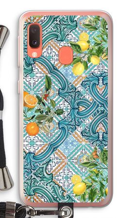 Blue tiles, lemons and oranges