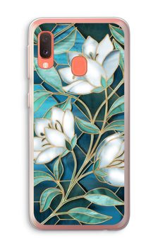 Fleurs en vitrail bleu