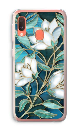 Blue stained glass flowers