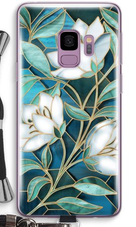 Blue stained glass flowers