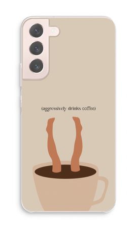 Aggressively drinks coffee