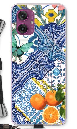 Blue tiles and oranges