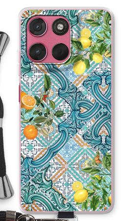Blue tiles, lemons and oranges