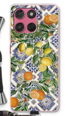 Blue tiles, lemons and oranges