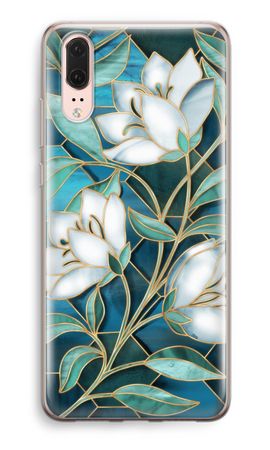 Blue stained glass flowers