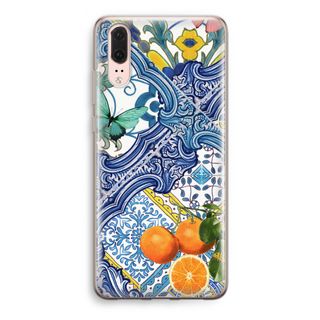 Blue tiles and oranges