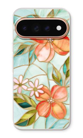 Fleur en vitrail orange