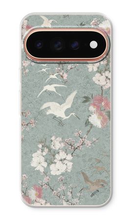 Japanese crane birds blossom