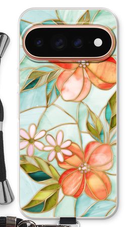 Fleur en vitrail orange