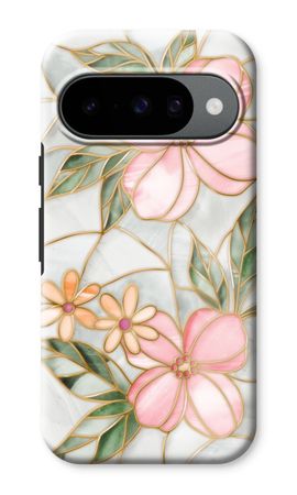 Orange stained glass flower