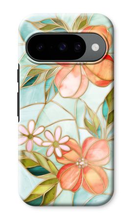 Orange stained glass flower