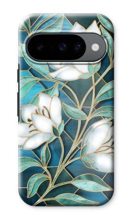 Blue stained glass flowers