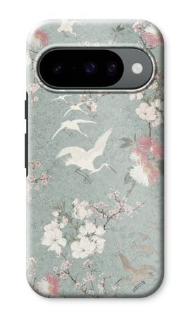 Japanese crane birds blossom