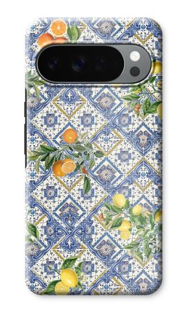 Blue tiles, lemons and oranges - small