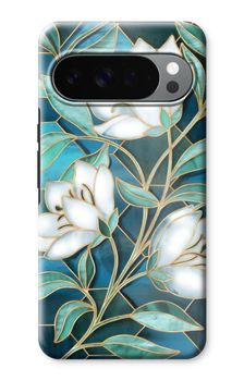 Blue stained glass flowers