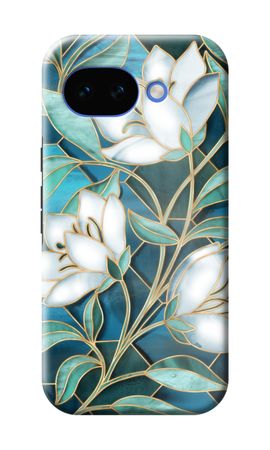 Blue stained glass flowers